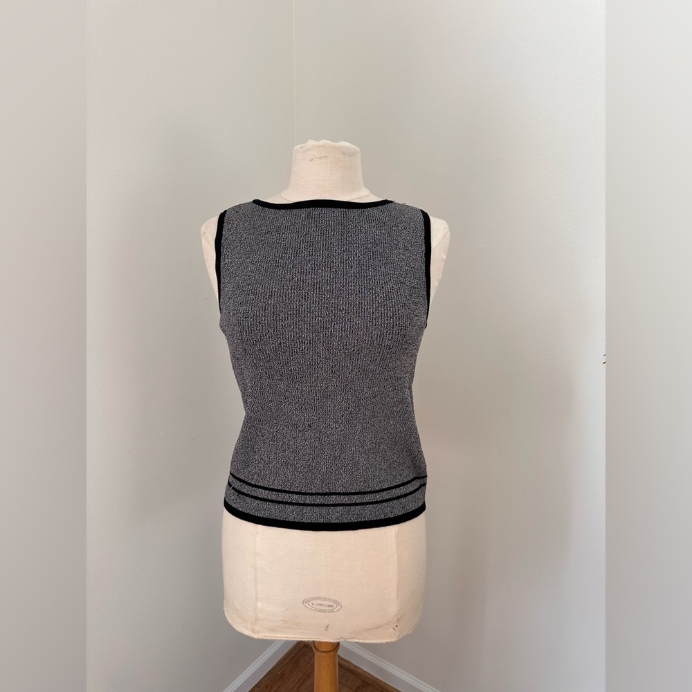 Black and gray knit sweater vest for the Office